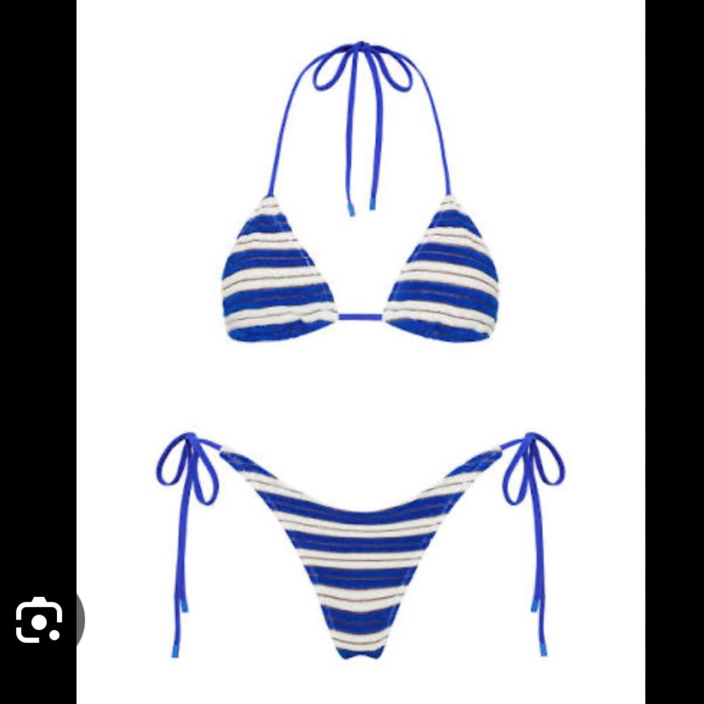 Vinca Joly Blue Terry Triangle Bikini Set SMALL NWT RARE